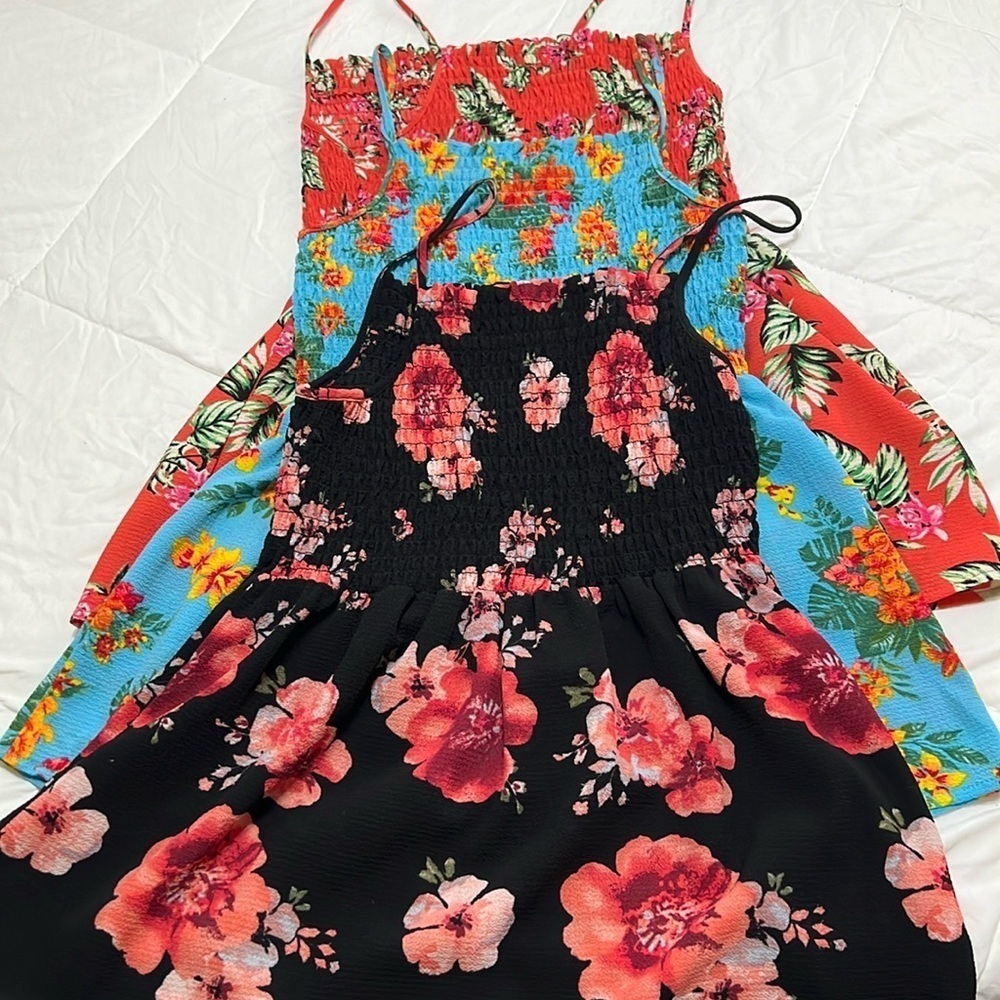 Floral tanks  in Red and Blue and Black